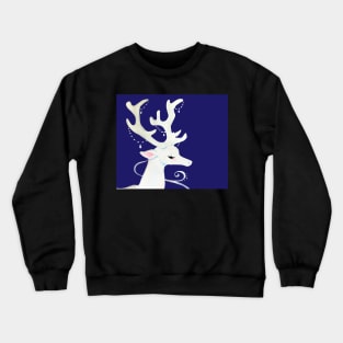 White Winter Stag Watercolor Illustration Crewneck Sweatshirt